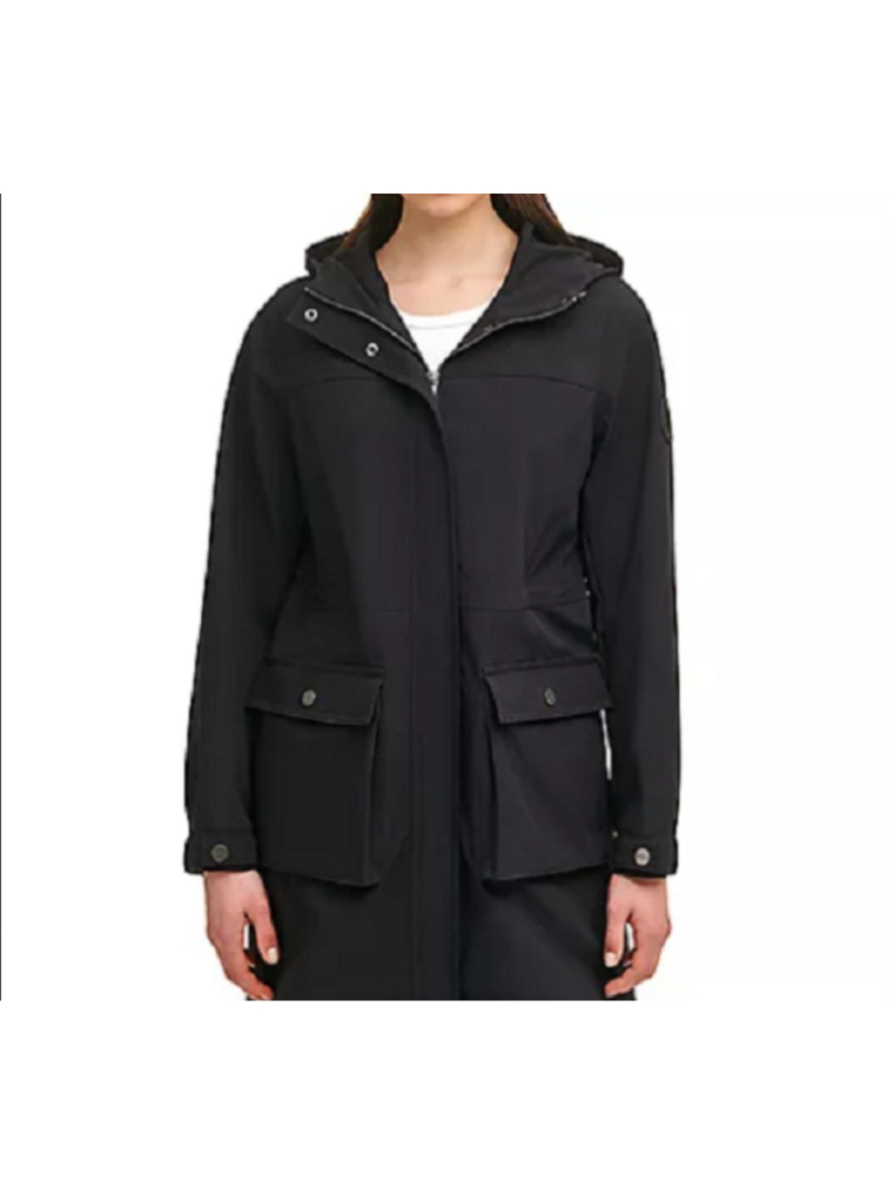 DKNY Women Water Resistant Full-Zip Lined Long-Sleeves Hoodie Jacket Coat XL